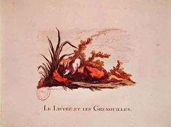 Der Hase und die Frösche, Illustration aus den Fabeln von Jean de la Fontaine (1621-95) 1823